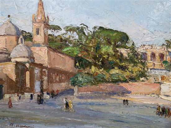 Alessandro Mondriani The Plaza del Popolo, Rome 1939 30 x 41cm